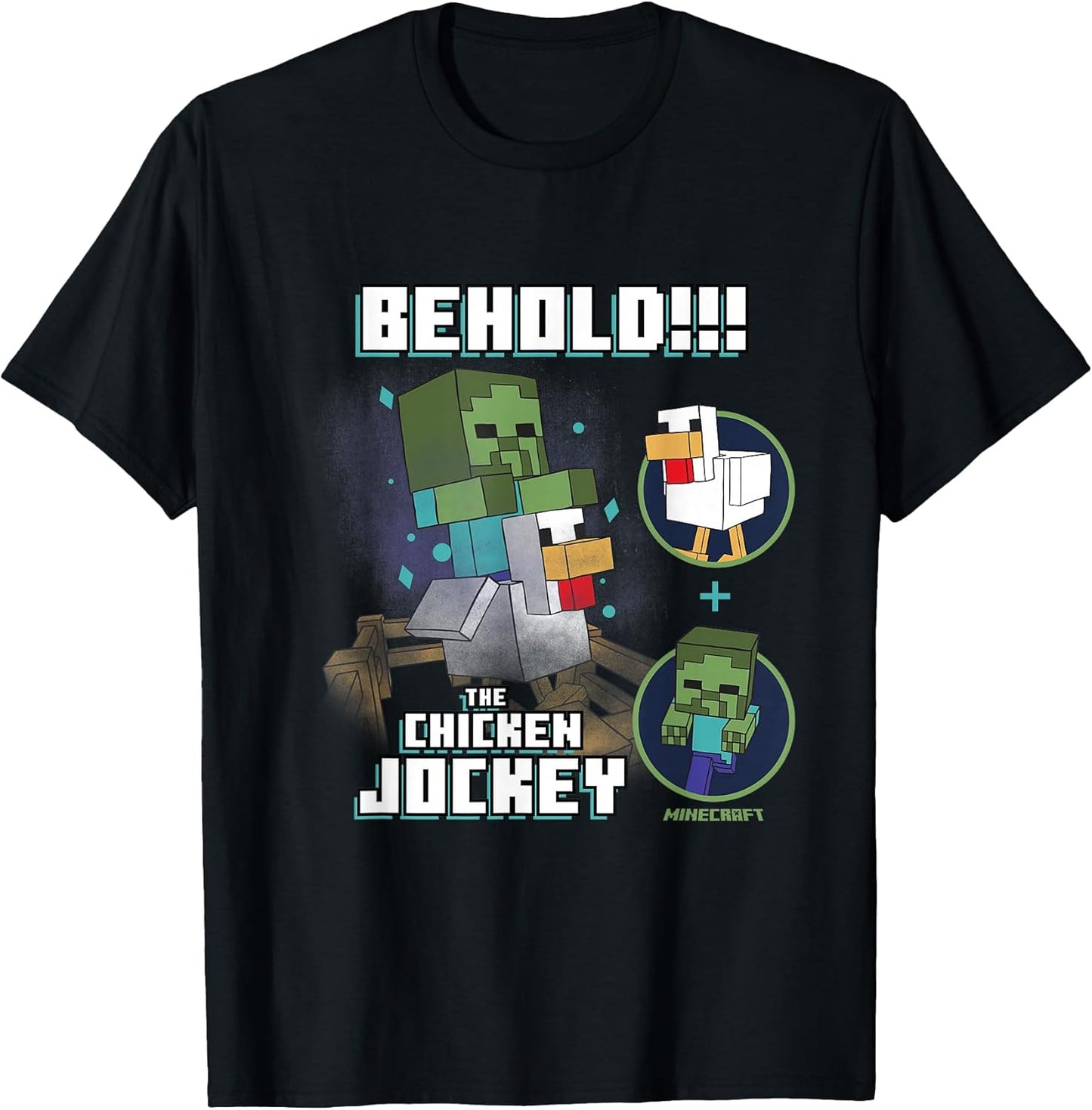 Behold The Chicken Jockey Zombie on Chicken Design T-Shirt