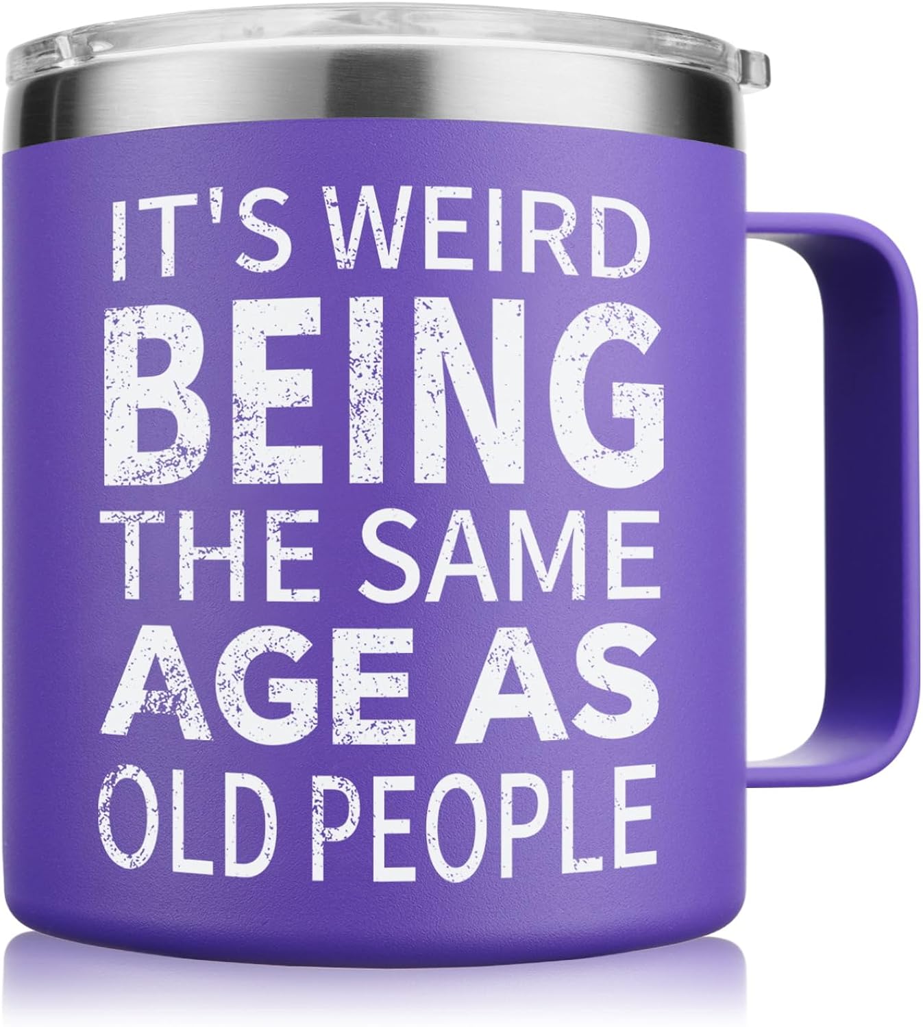 NOWWISH Birthday Gifts for Women, It's Weird Being The Same Age As Old People Mug, Mothers Day Funny Gifts for Women, Mom, Wife, Grandma, Best Friend (14oz, Purple)