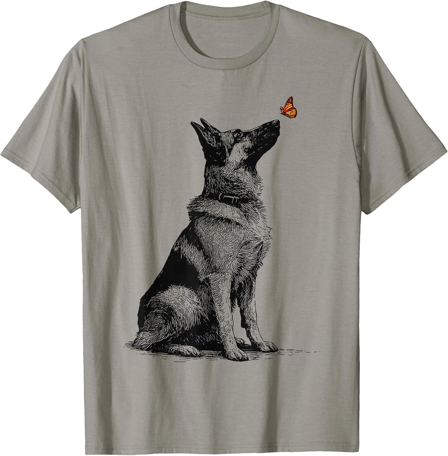 German Shepherd with Butterfly Minimalist Dog Lover Design T-Shirt Unisex T-shirt, Sweatshirt, Hoodie, Long Sleeve Tee