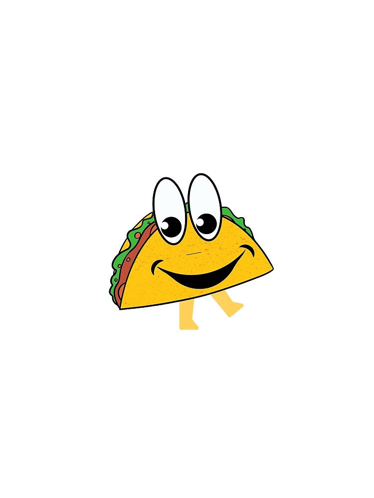 Happy Taco Cartoon – Cute Walking Taco Funny Food Design by fightingmysza
