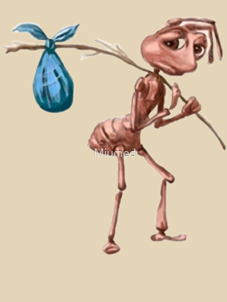 Sad Ant With Bindle,Funny Homeless Ant by Miumed
