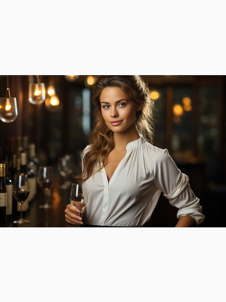 Lady Sommelier Recommending Wine for Upscale Restaurant by TheBrainArt