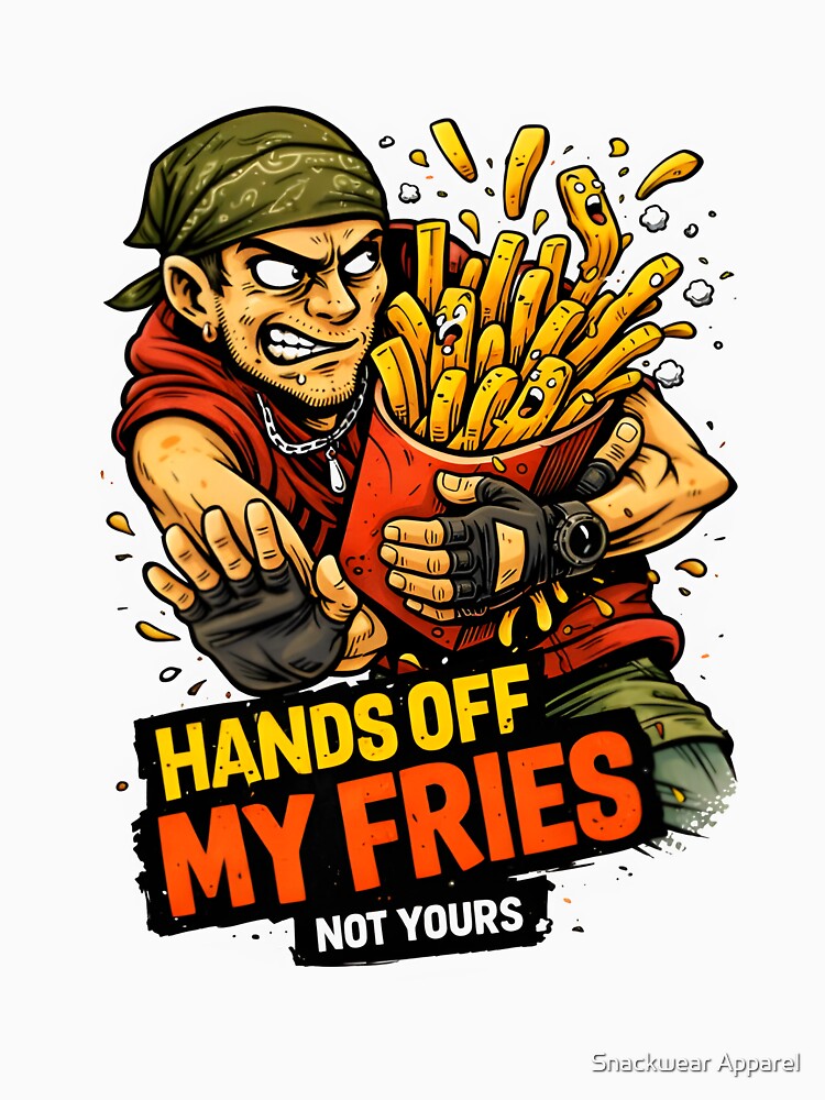 Hands Off My Fries – Funny Food Lover Cartoon Design by Snackwear Apparel