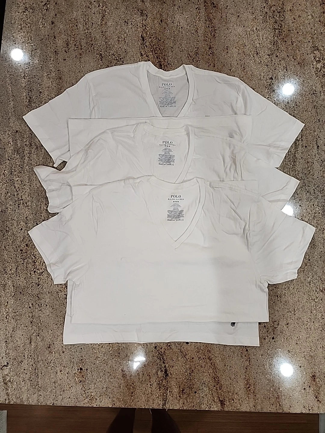 New Men's POLO RALPH LAUREN Set Of 3 V-neck Cotton Classic Fit T-shirt size M