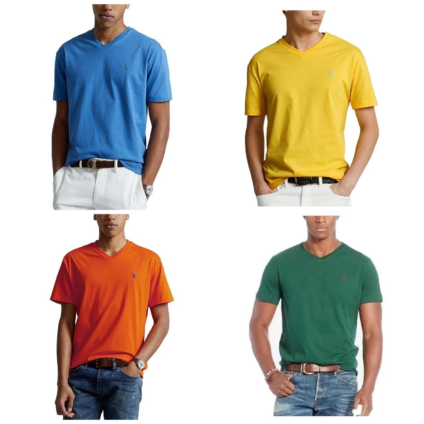 Lauren Polo Ralph Men’s V-Neck Tee S M or L Classic Fit SS Cotton Jersey