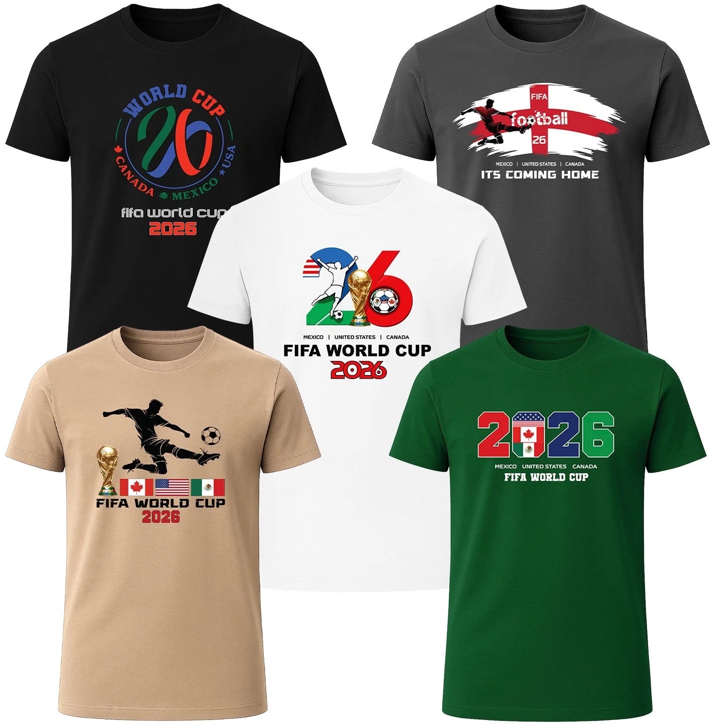 Men’s World Cup 2026 T-Shirt – Mexico USA Canada Football Fan Graphic Tee
