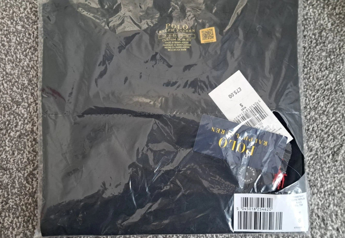 Ralph lauren Custom Slim Fit Jersey Crewneck Black T-shirt. Mens Size S