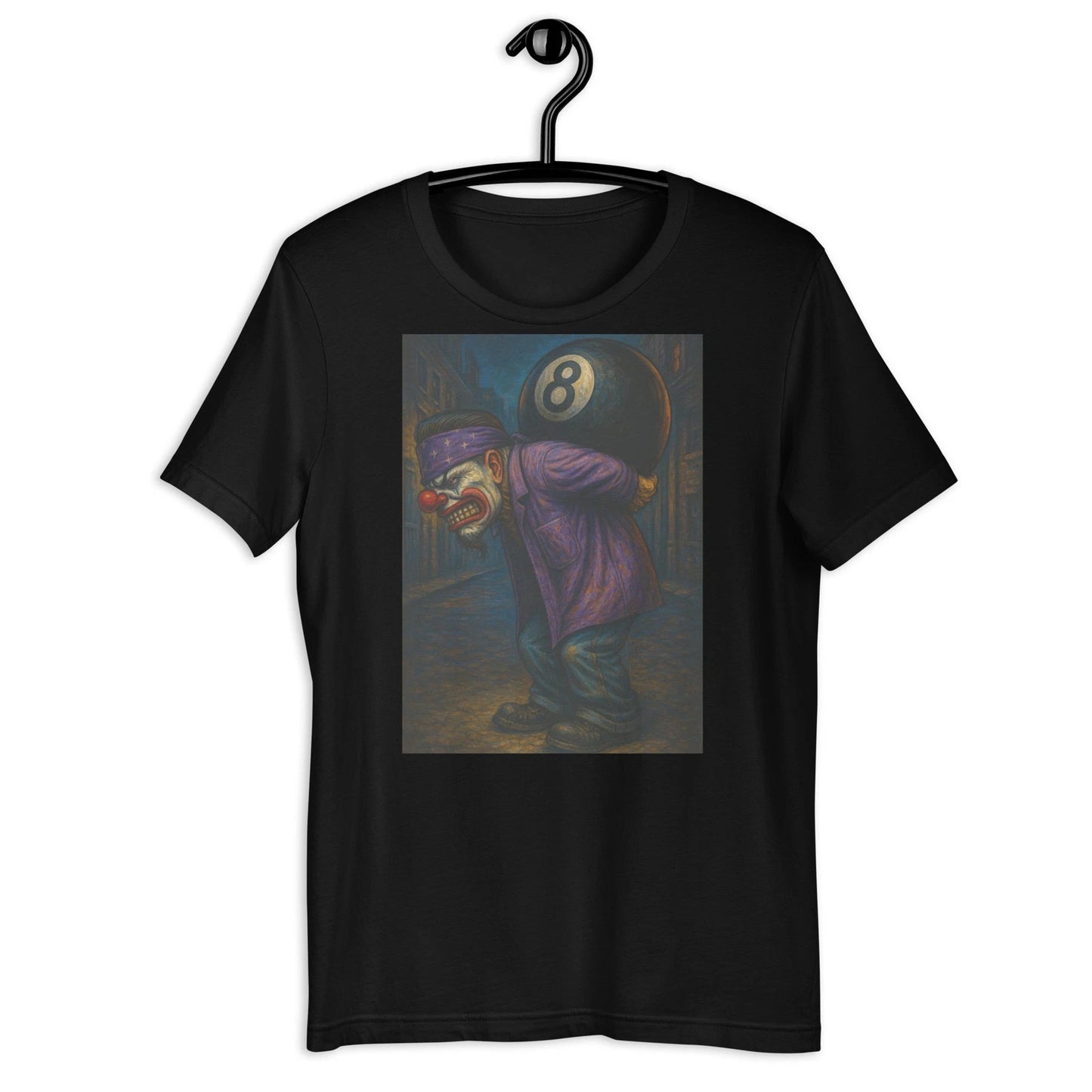 Sad Clown 8 Ball Street Art Dark Joker Style Urban T-Shirt