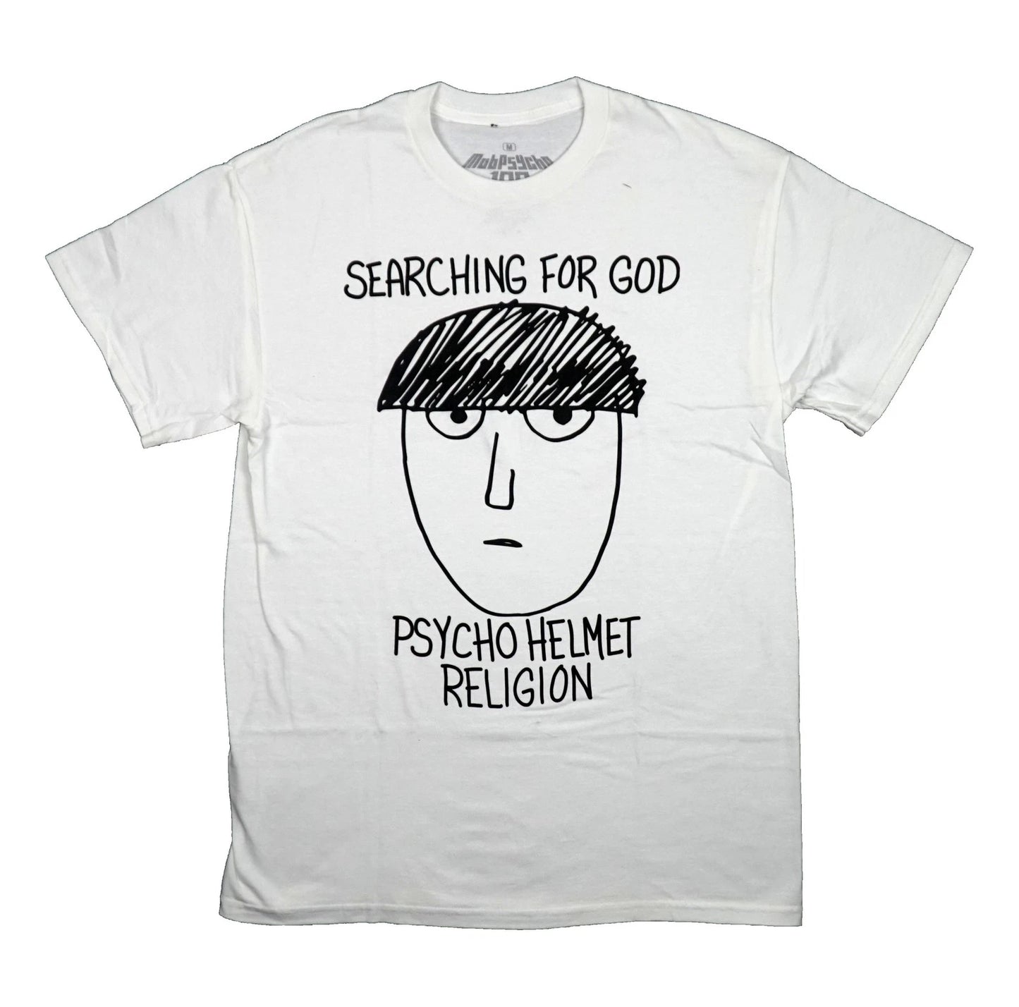 Mob Psycho New Adult T-Shirt - Searching For God Psycho Helmet Religion