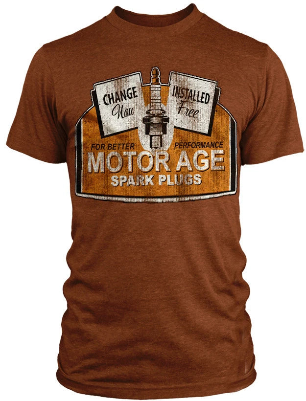 Motor Age Pin Up Punk Street Gothic Americana Tattoo Art Men's Tee SPARK PLUGS