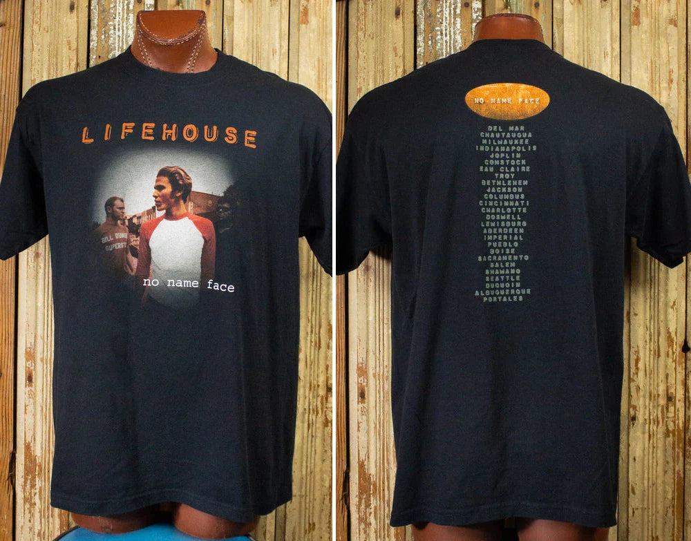 Vintage Lifehouse No Name Face Concert T Shirt 2000 Black
