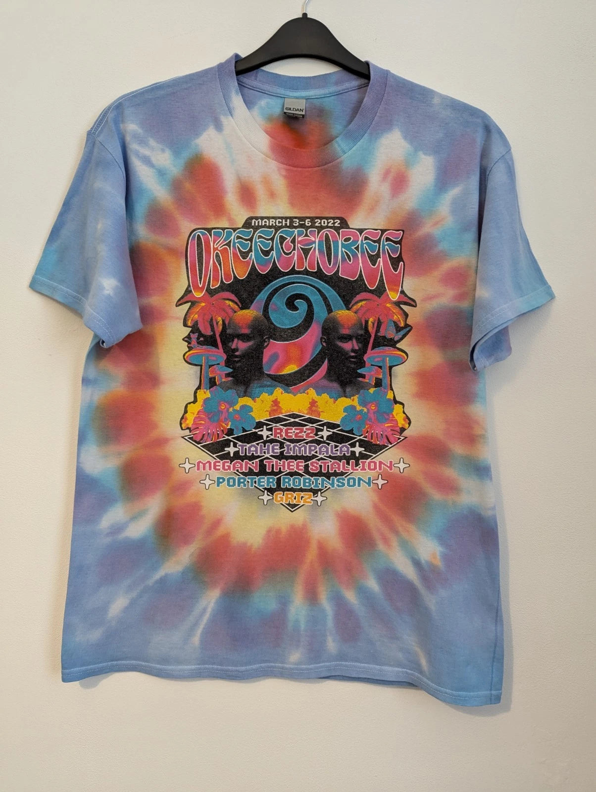 2022 Okeechobee Festival Psychedelic Tie Dye Cotton T Shirt Size Large.