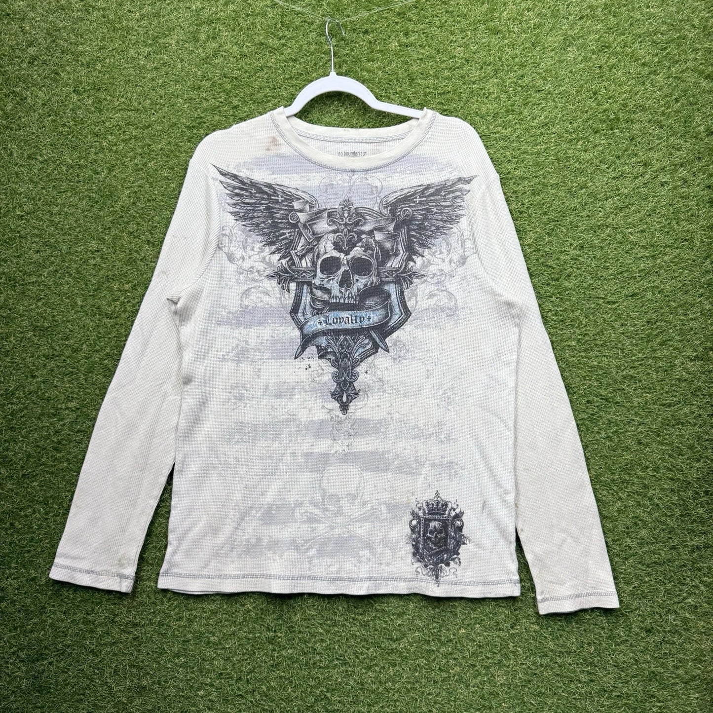 y2k Thermal Shirt Mens XL Cross Cyber Grunge Y2K Waffle Knit Punk 90s 2000s