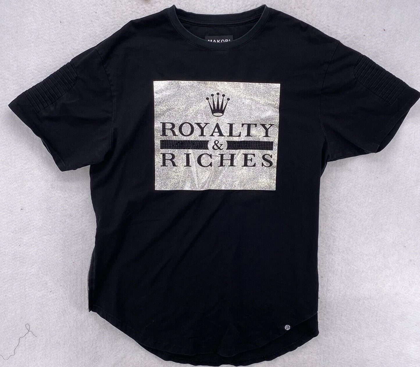 Makobi Shirt Men's Size XL Designer Zipper Street Wear Black Royalty & Riches