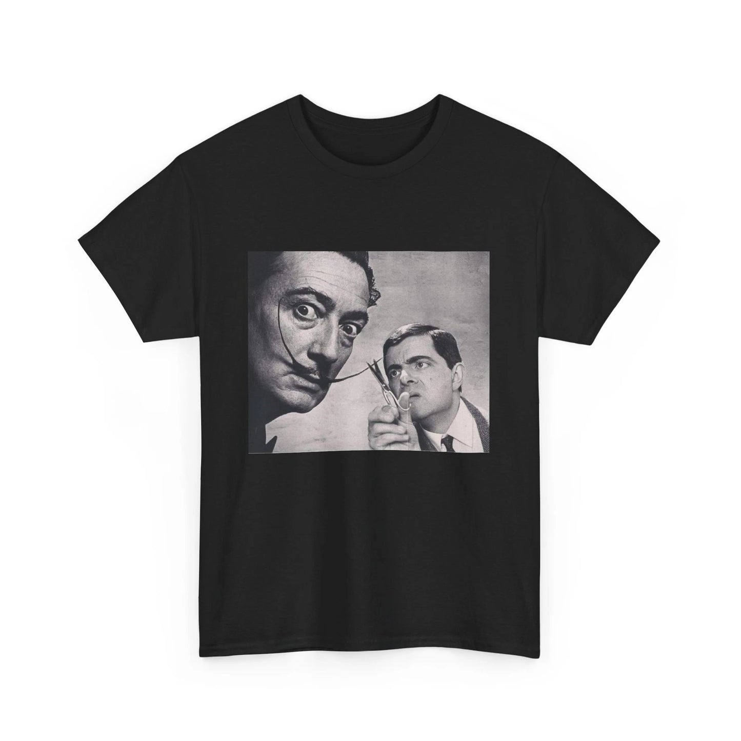 Funny Art Mashup Unisex Heavy Cotton Tee, Mr Bean and Salvador Dali Shirt