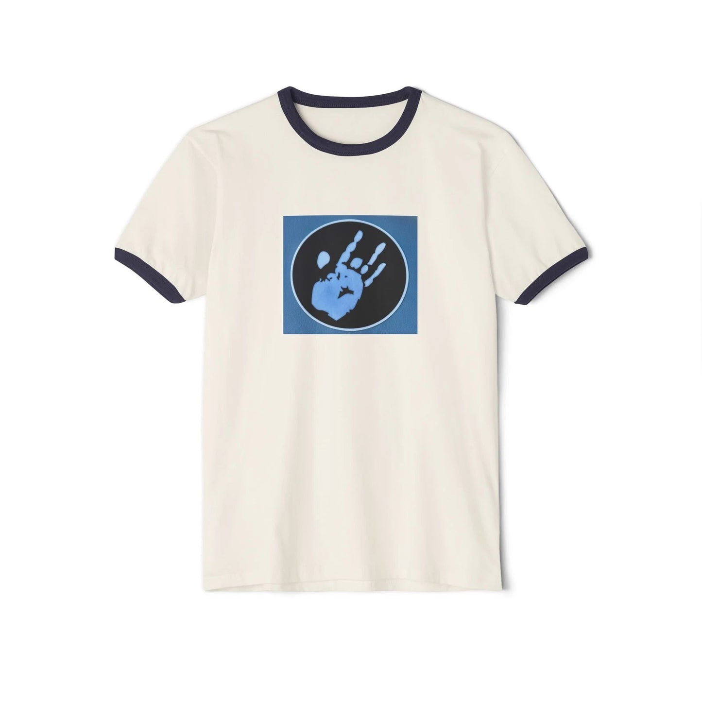 Retro Hand Print Unisex Cotton T-Shirt, Casual Stylish Everyday Shirt