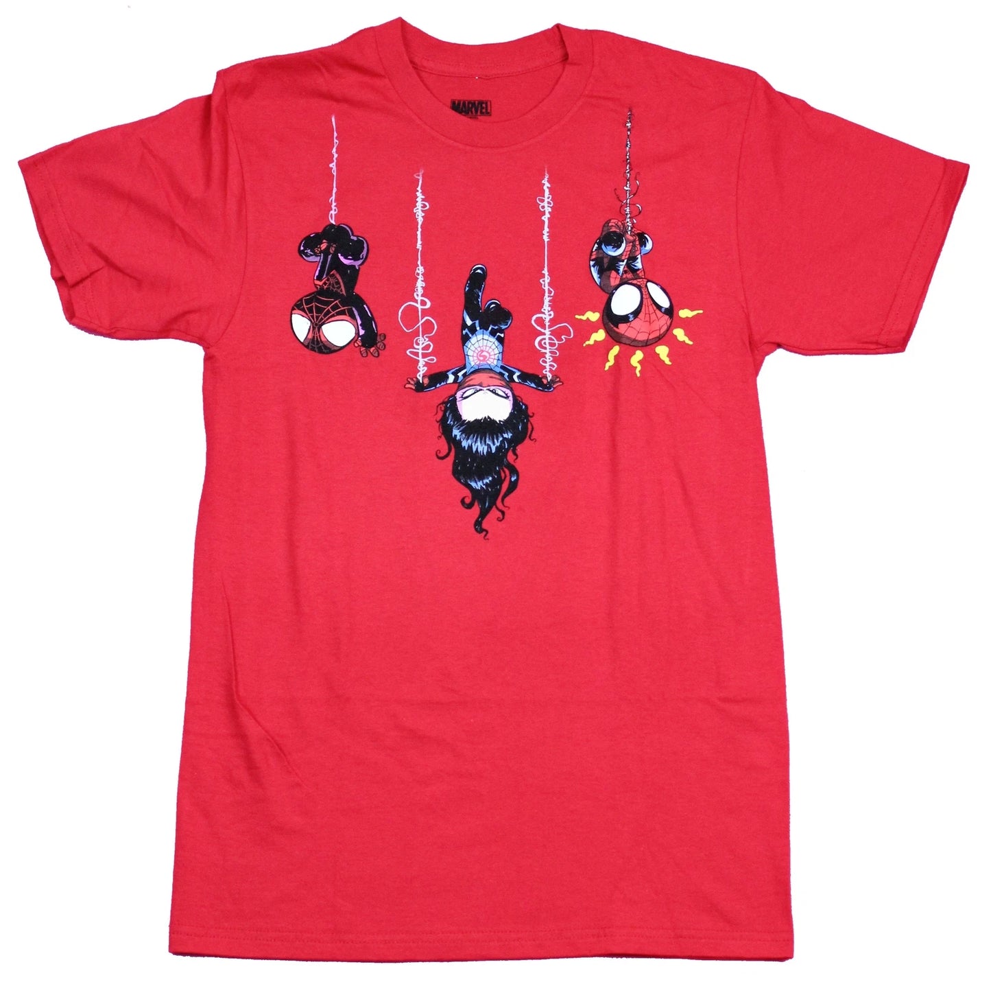 Spider-man Adult New T-Shirt - Silk Miles Morales & Spidey Cuties Hanging Out