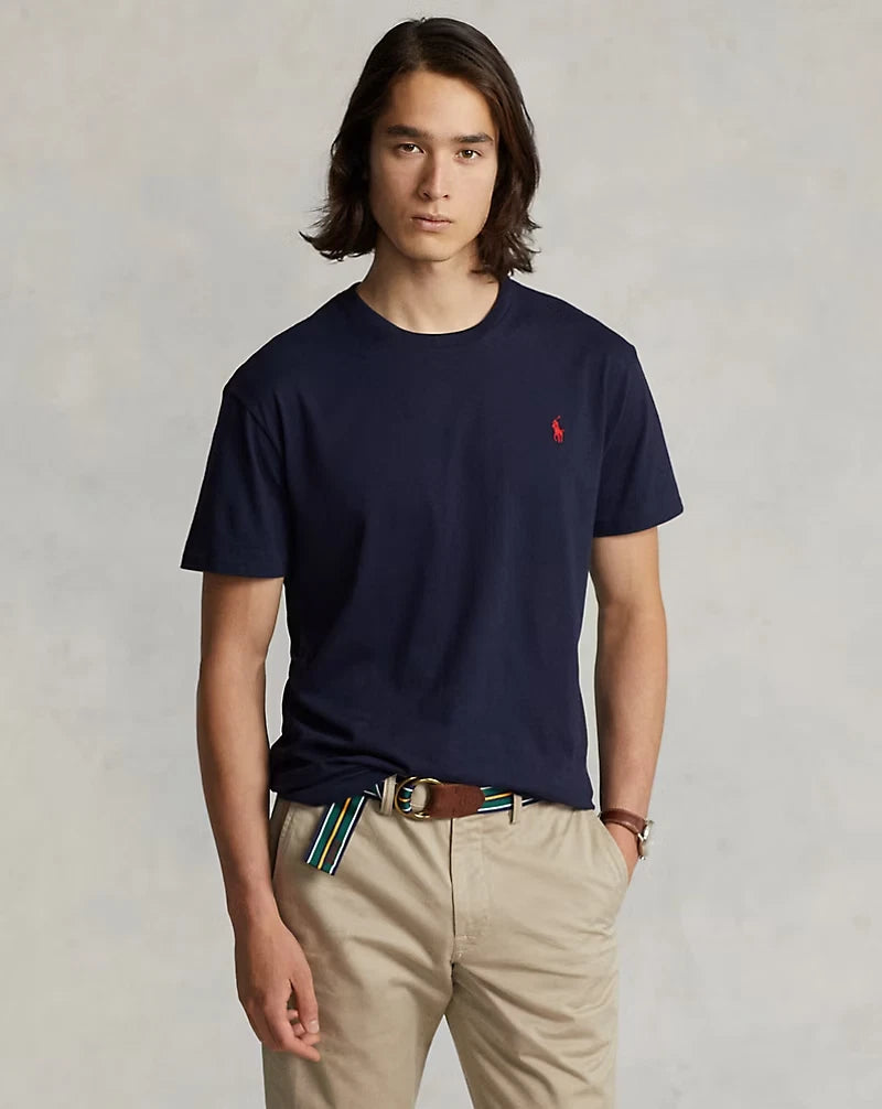 Original Polo Ralph Lauren Slim Fit Mens Crew Neck Cotton QR T-Shirt - BLUE