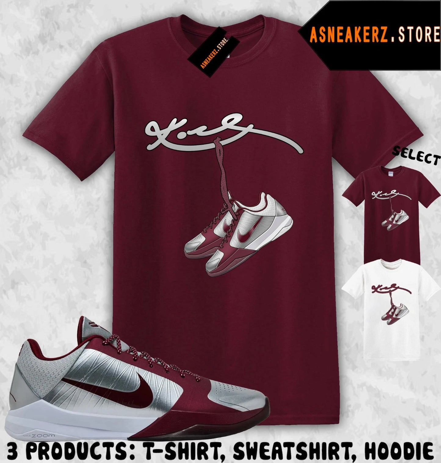 Shirt Matching KB 5 Protro Lower Merion Aces Match Sneaker KB Shoelace T-Shirt