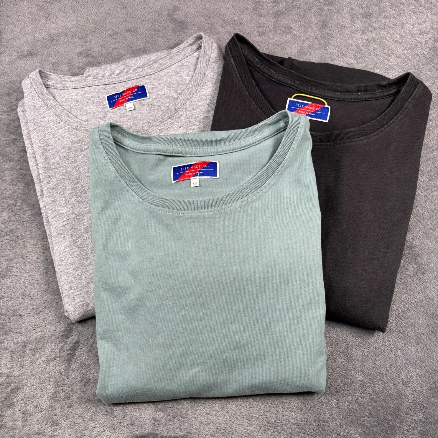 Best Made Co Shirt Mens 2XL Gray Green (LOT OF 3) Short Sleeve Cotton Crewneck