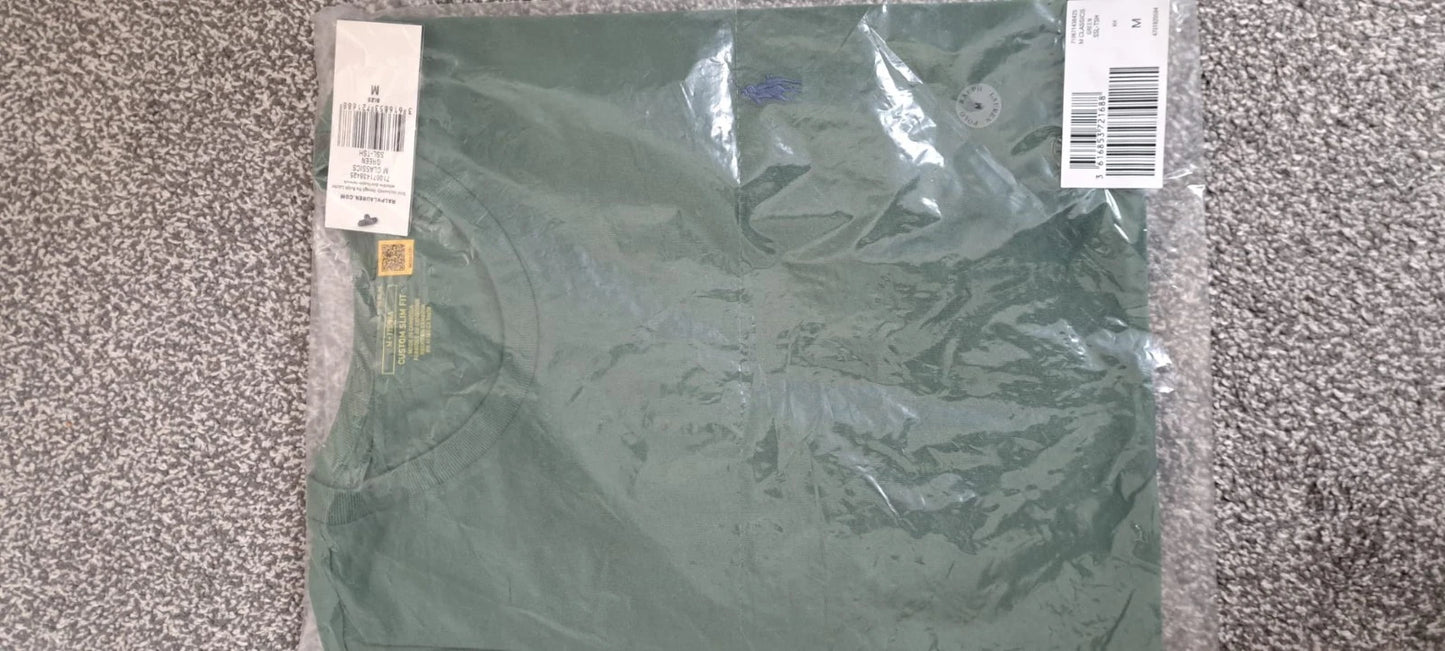 Ralph lauren Custom Slim Fit Jersey Crewneck Green T-shirt. Mens Size M