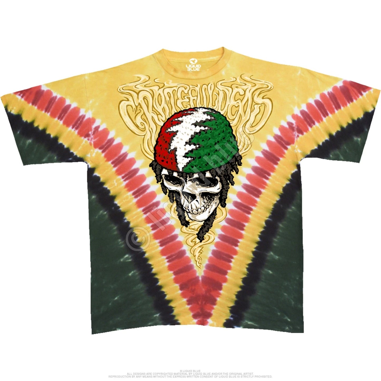 GRATEFUL DEAD-RASTA DEAD V DYE-2 Sdd TIE DYE T-SHIRT M-L-XL-XXL,6X Garcia,Lesh