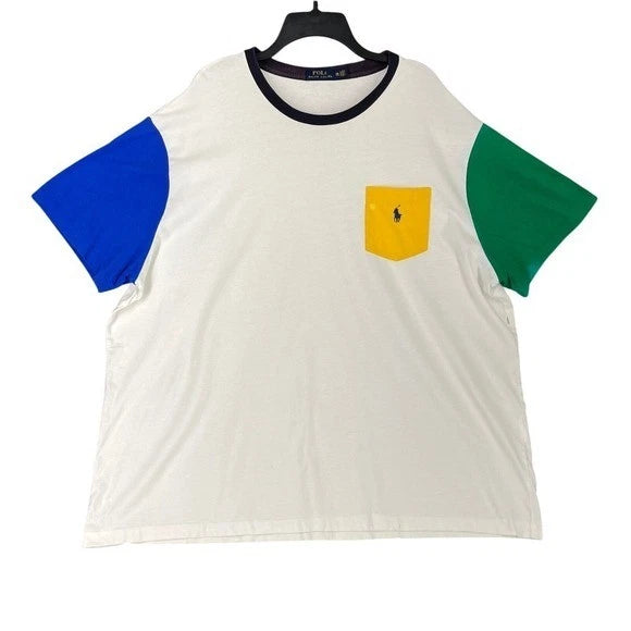 Polo Ralph Lauren Pocket Tee Shirt Men 2XB Colorblock Logo Casual Streetwear