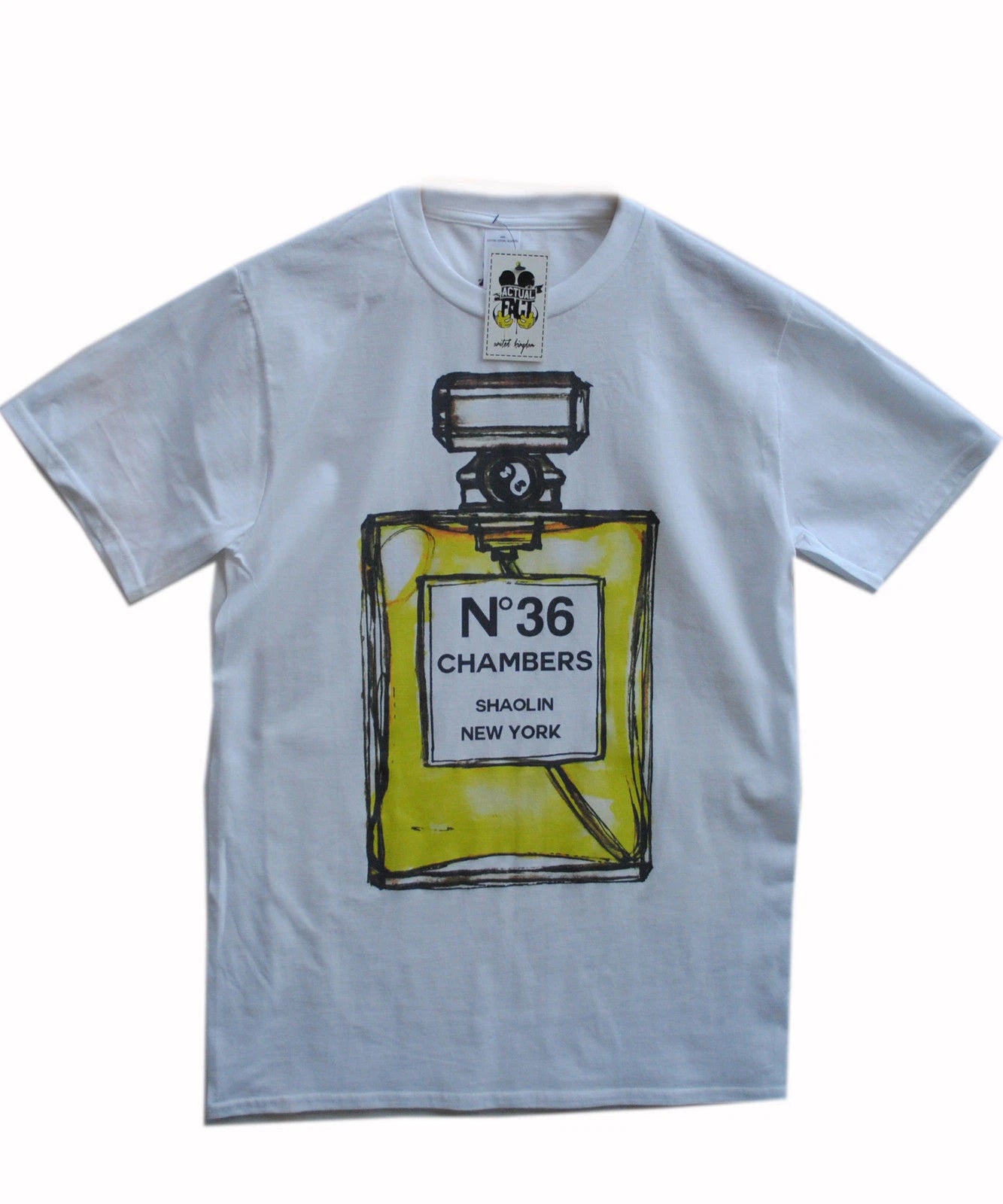 Actual Fact Men's 36 Chambers Bottle Designer Shaolin Hip Hop White Tee T-shirt