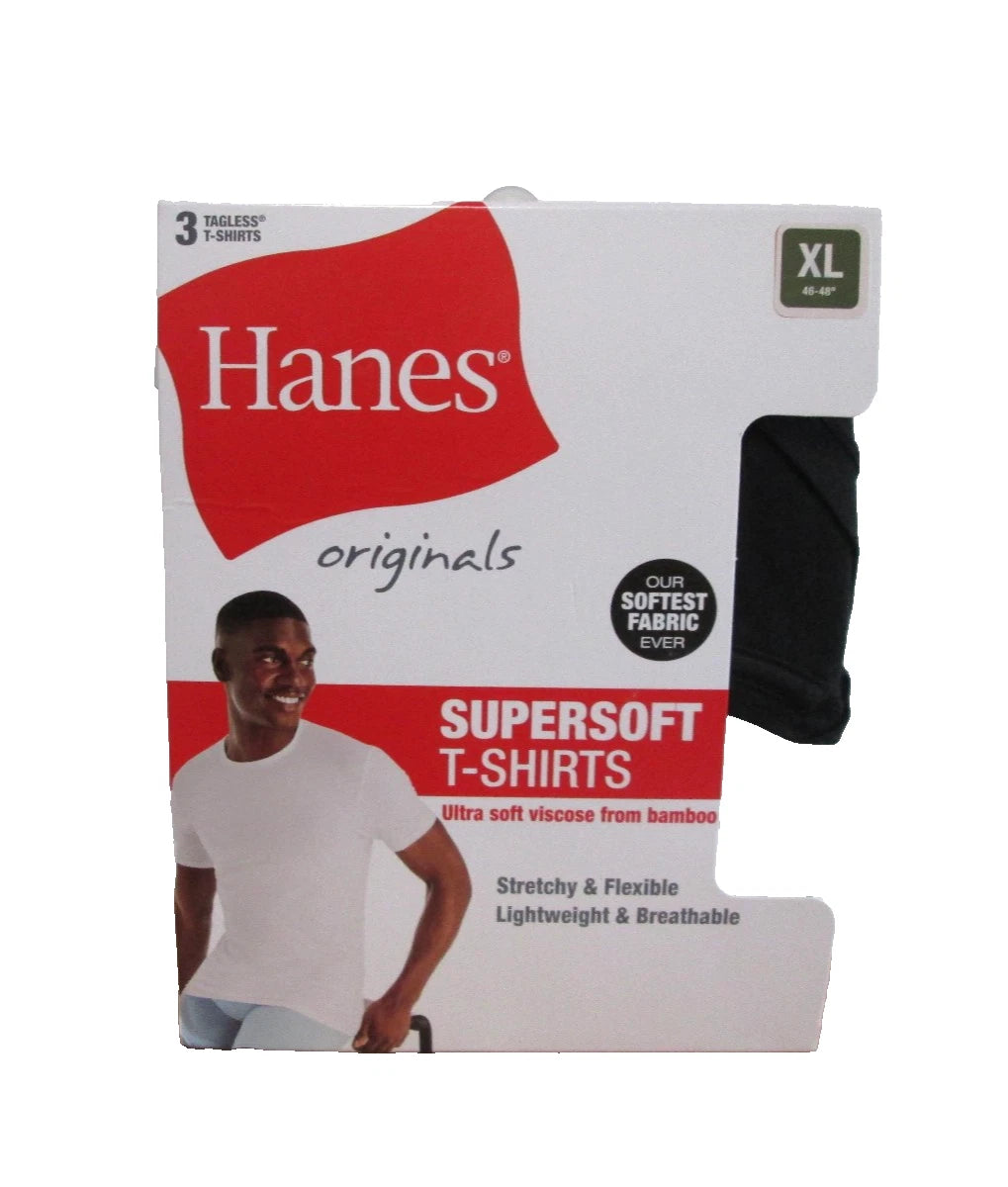 New Men's Hanes Originals 3 Pack Tagless SuperSoft Modern Crewneck T-Shirts XL