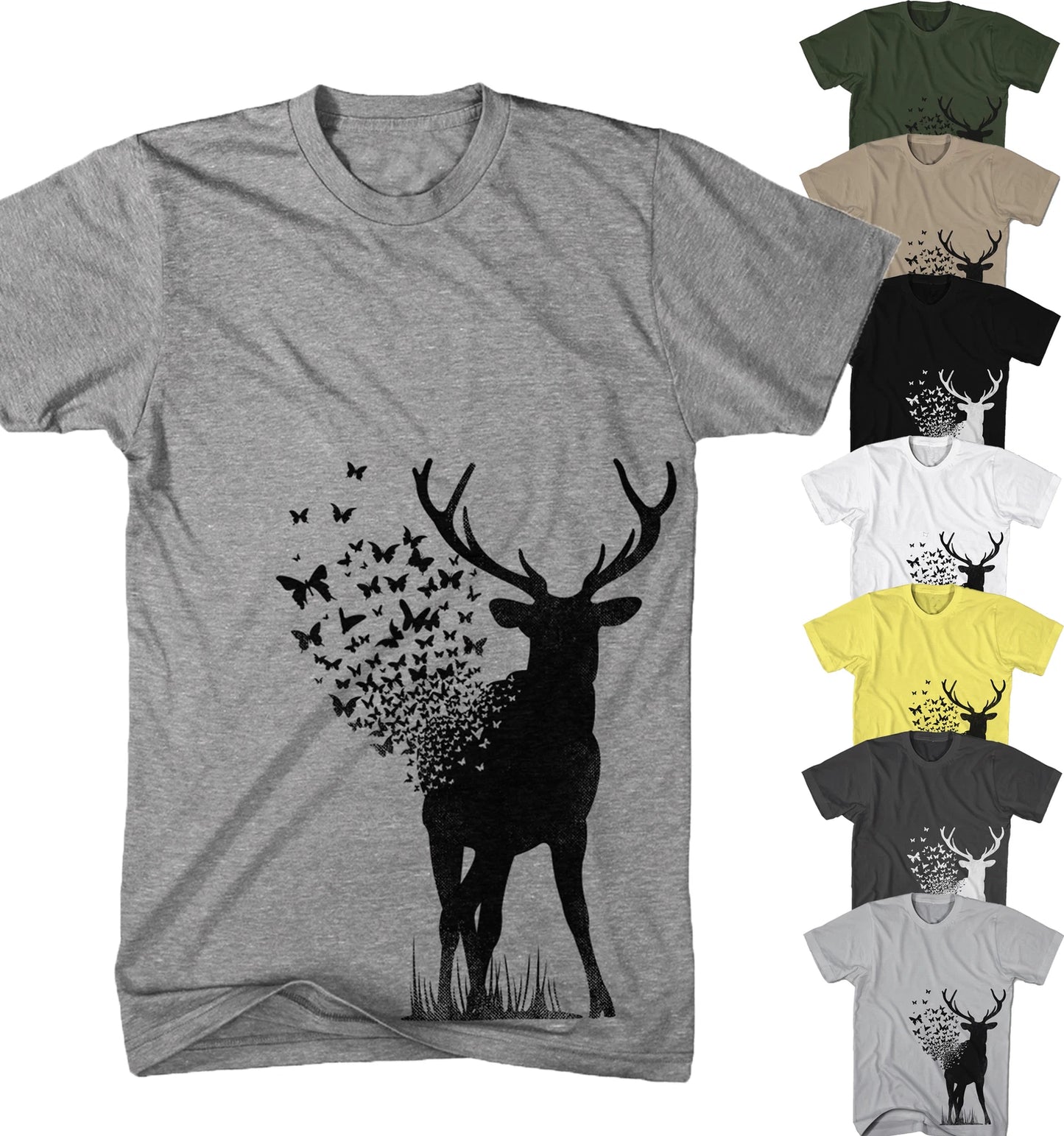 Men's T-Shirt Deer Art Butterfly Nature Animal Urban New S-5XL BD21817