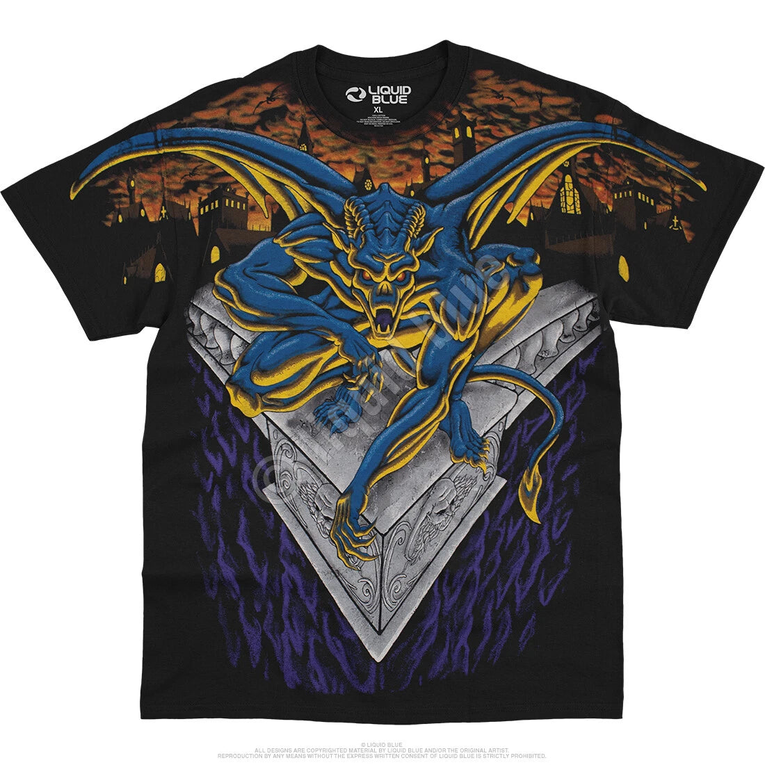 DarK FantasY-GARGOYLE-2 SIDED BLACK T-SHIRT S, M, L, XL, XXL GOTH