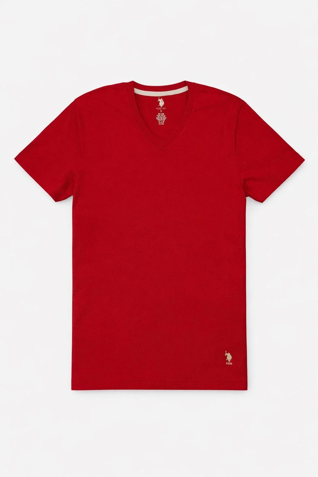 T-shirt U.S. Polo Assn V Neck Short Men Logo Solid Cotton Tee Red Grey S-L NEW
