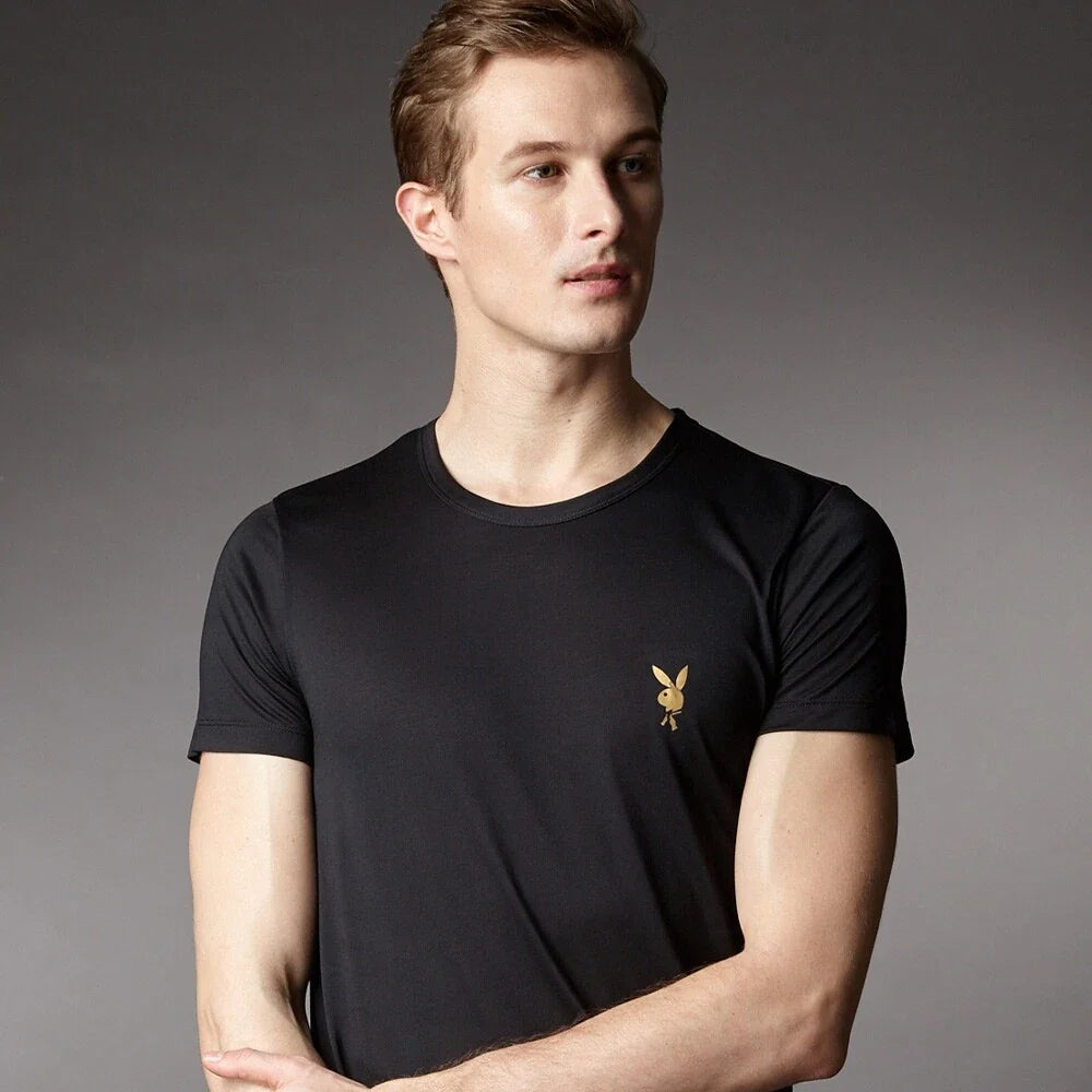 PLAYBOY U Neck Mens Short Slim Fit Lightweight Sporty T-Shirts Undershirt