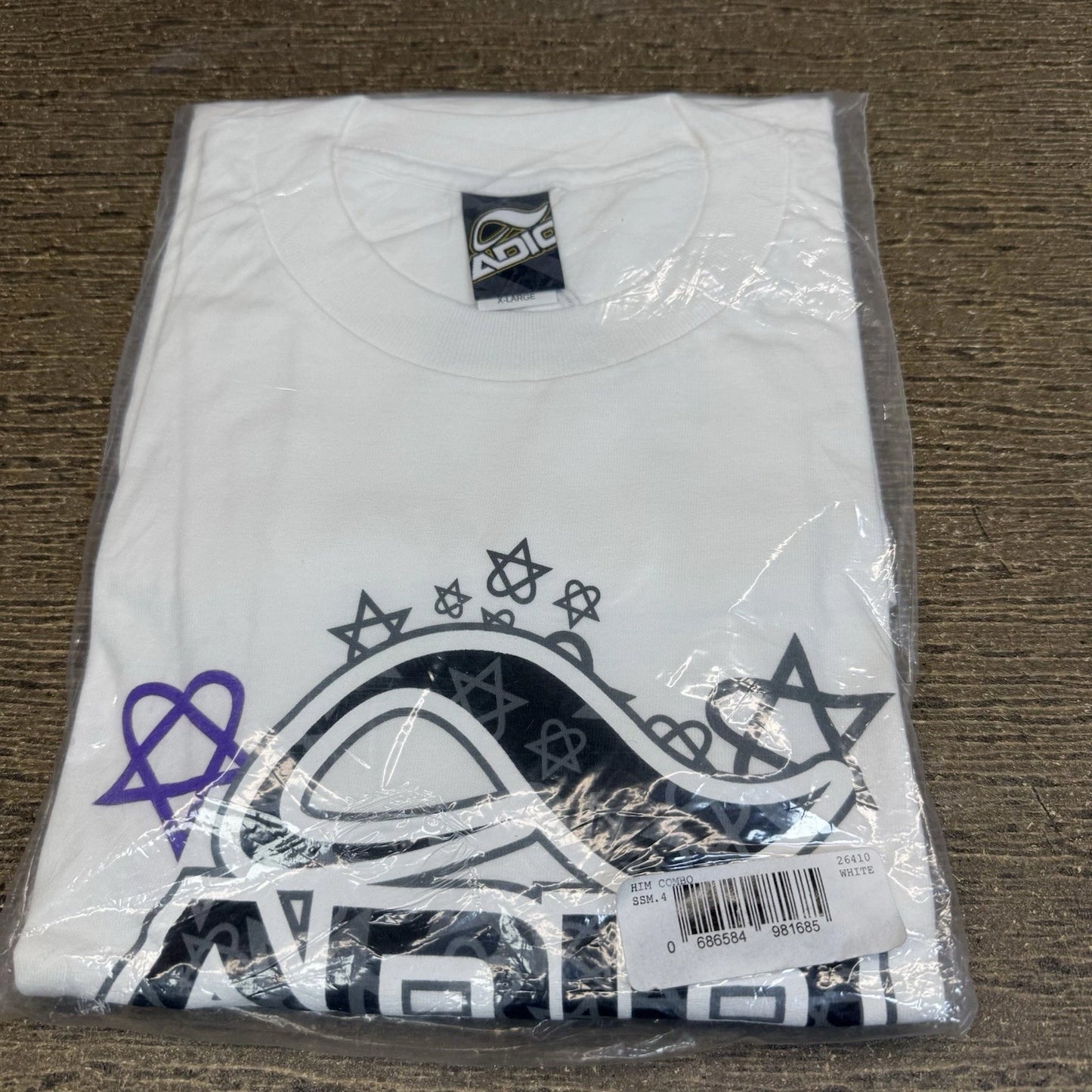 Vintage Y2K Adio Skater Black Logo White T Shirt Size XL Deadstock
