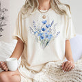 Comfort Colors Blue Flower Bouque Flower Lover Retro Floral Flower Plant Ladies Nature Lover (1)