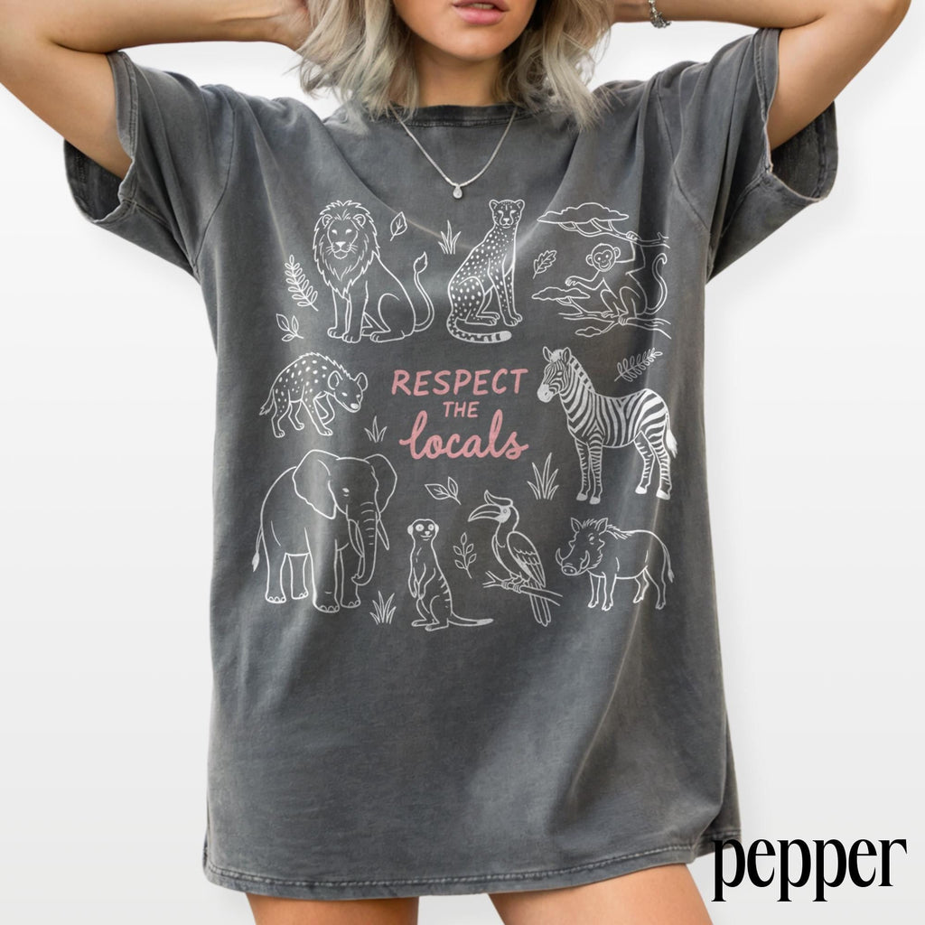 Respect Locals Safari Animals Travel Wildlife Zoo Animal Comfort Colors Travel Lover Tee (2)