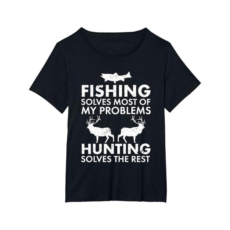 1 Pc 100% Cotton Fun Fishing Hunting Humor Hunter Cool Made USA T-Shirts