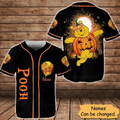 Get Spooktacular with Personalized Pooh Halloween Jersey Shirt – Pumpkin Baseball Style - Bafud