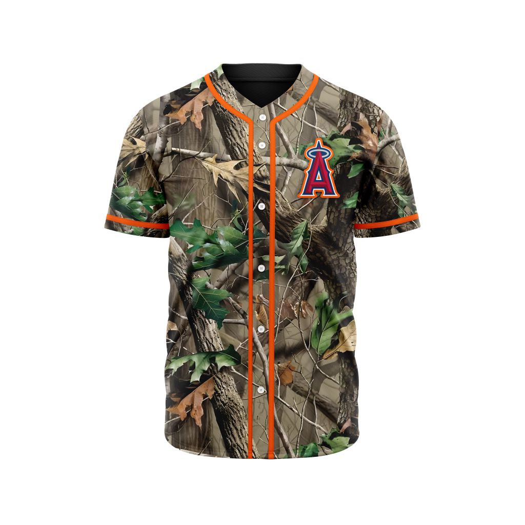 MLB Los Angeles Angels Special Realtree Camo Hunting Baseball Jersey Gift for Men Women - Bafud