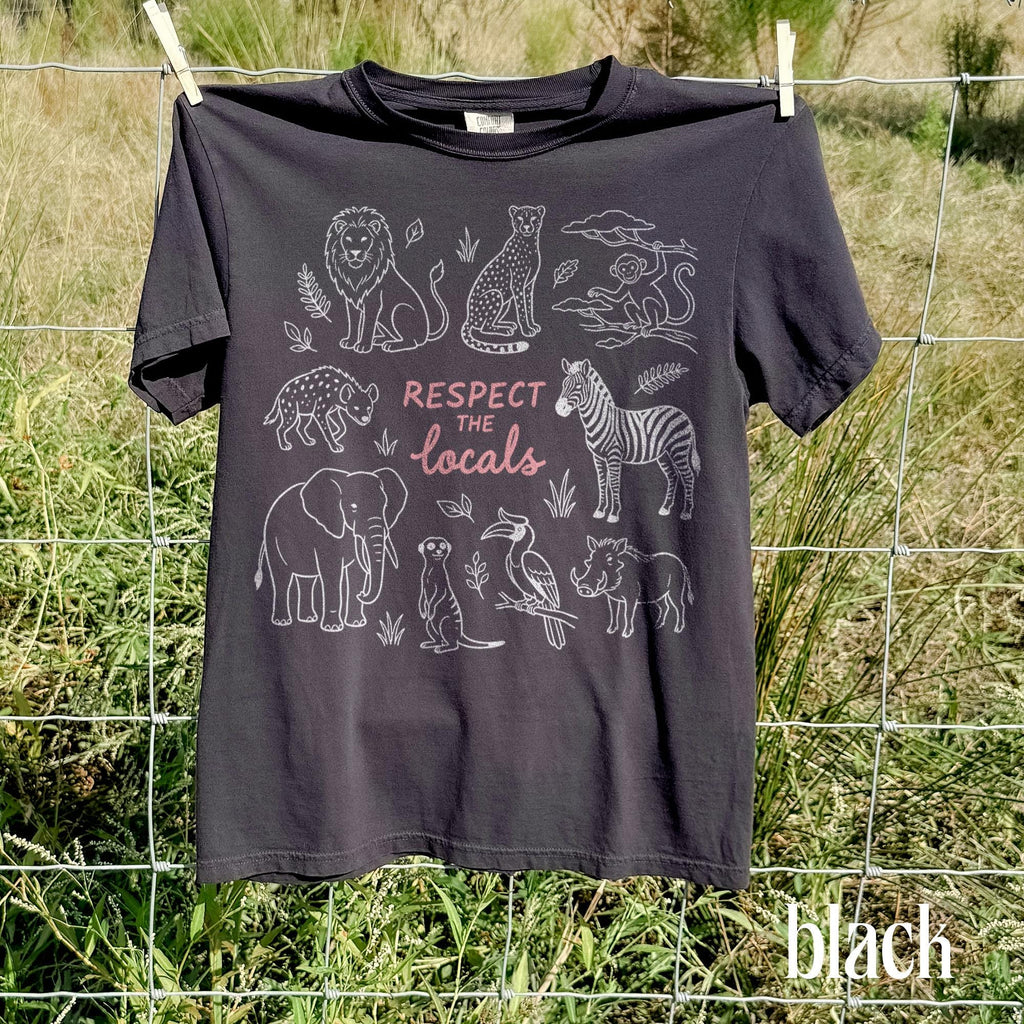 Respect Locals Safari Animals Travel Wildlife Zoo Animal Comfort Colors Travel Lover Tee (3)