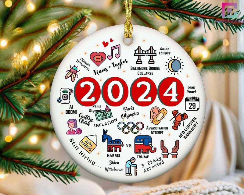 2024 Ornament 2024 Year Review Ornament Major Notable Events Ornament Funny Cute Year Remember Commemorative T-Shirts