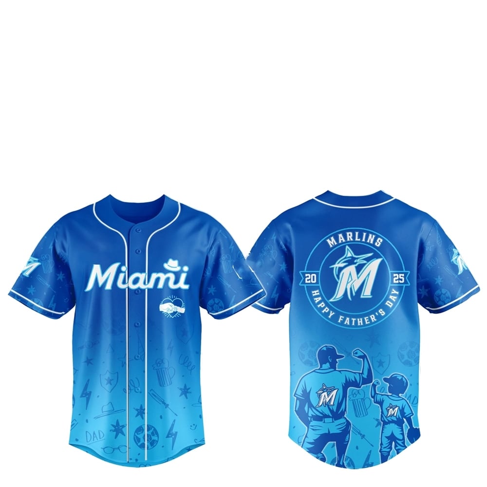 2025 Miami Marlins Happy Father Day Baseball Jersey Combo - Grishko.com