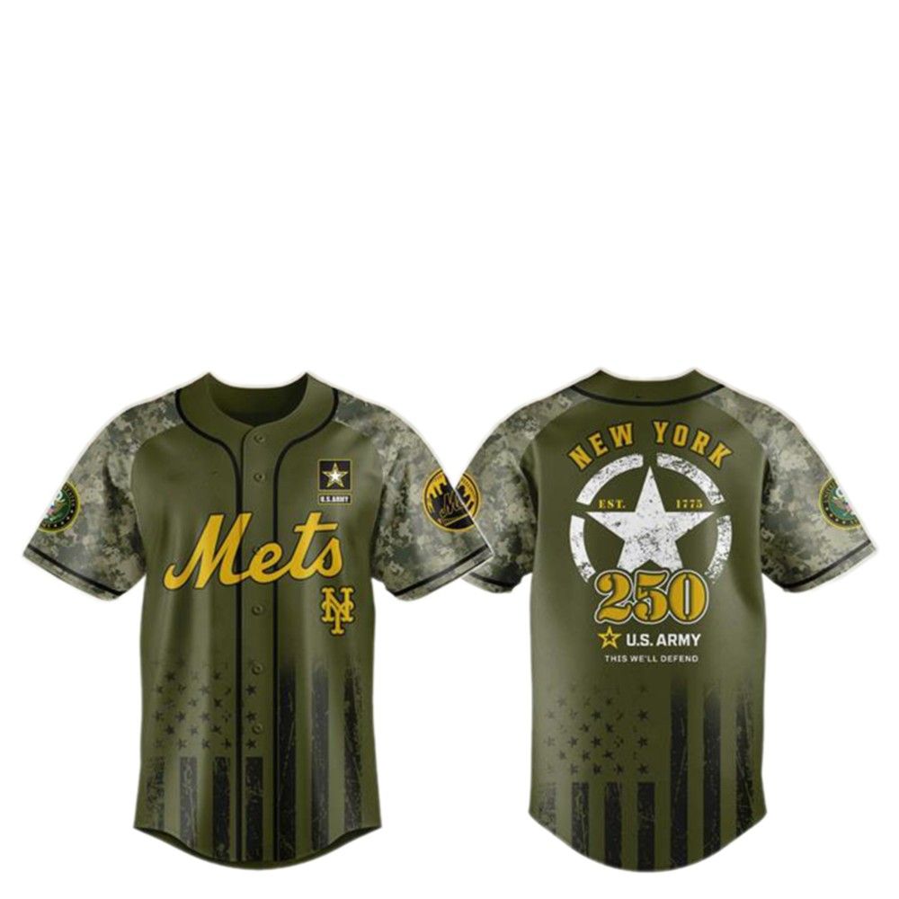 2025 NY Mets US ARMY 250th Birthday Baseball Jersey - Grishko.com