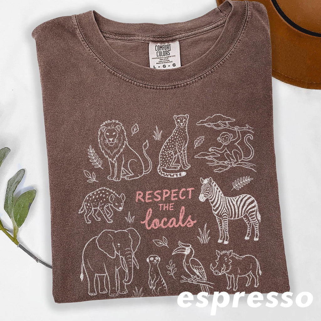 Respect Locals Safari Animals Travel Wildlife Zoo Animal Comfort Colors Travel Lover Tee (4)