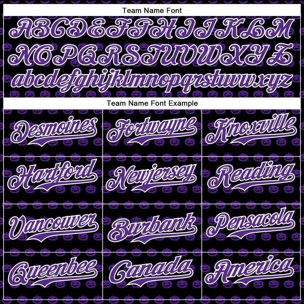 Custom Black Purple-White 3D Halloween Pumpkin Party Costume Ideas Authentic Baseball Jersey