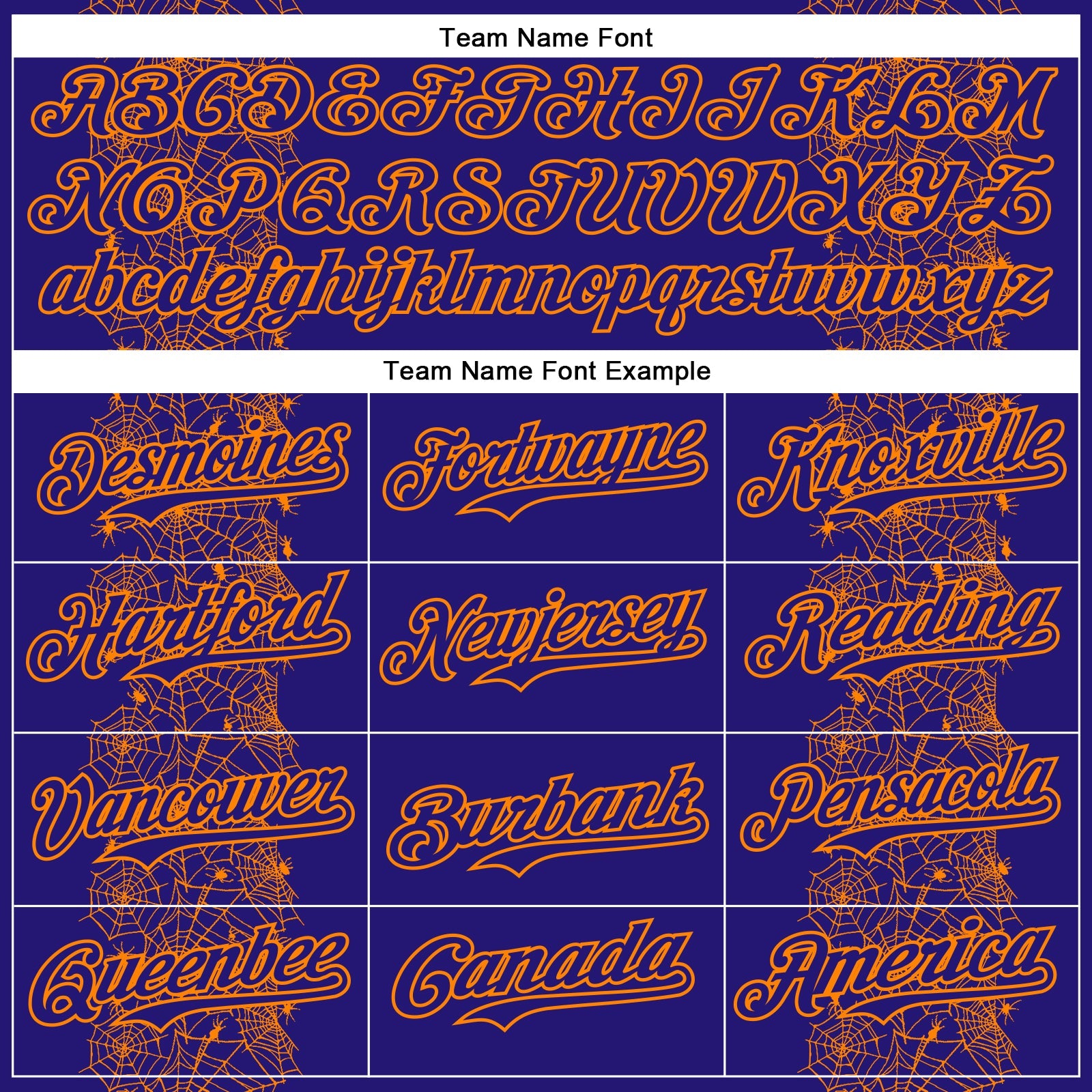 Custom Dark Purple Bay Orange 3D Halloween Spider Net Party Costume Ideas Authentic Baseball Jersey