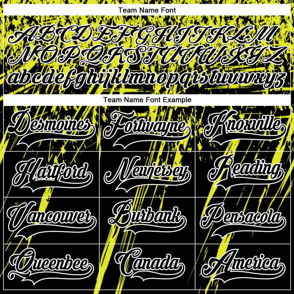 Custom Black Neon Yellow-White 3D Splash Hockey Lace Neck Jersey