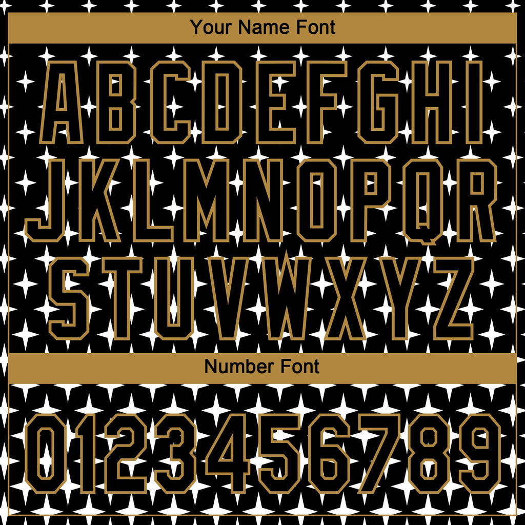 Custom Black Black-Old Gold 3D Pattern Design Authentic Baseball Jersey
