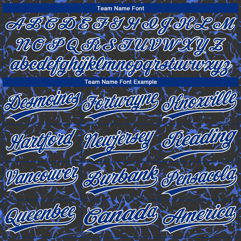 Custom Black Royal-White 3D Pattern Design Authentic Baseball Jersey