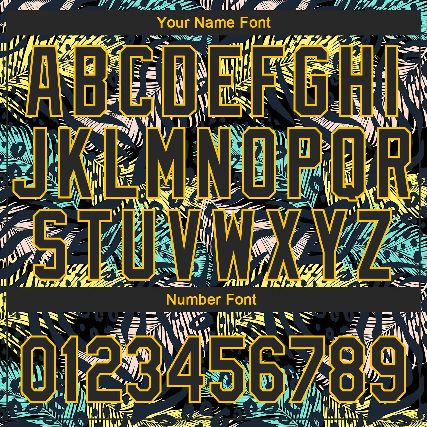 Custom Black Yellow 3D Pattern Design Hawaii Tropical Palm Leaves With Animal Print Authentic Baseball Jersey